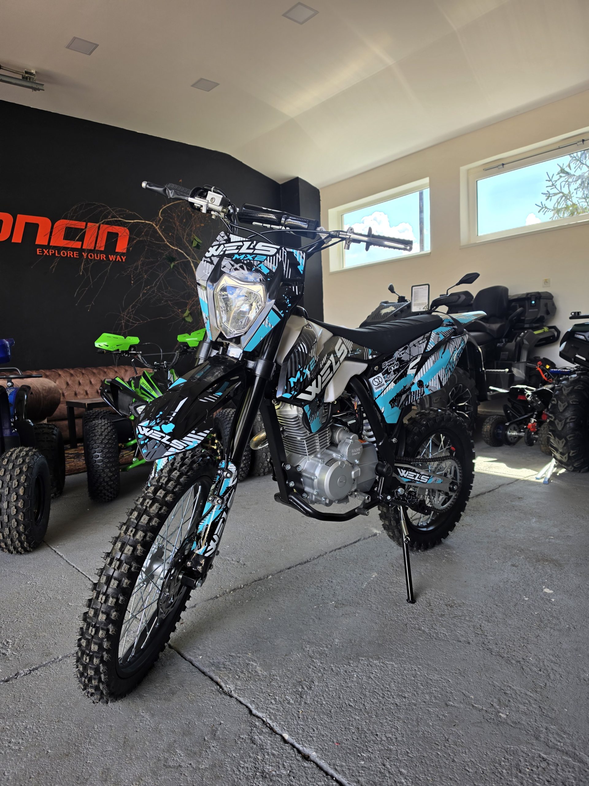 UPBEAT 150ccm dirt bike (modrý - s elektrickým štartérom) – Obrázok 2